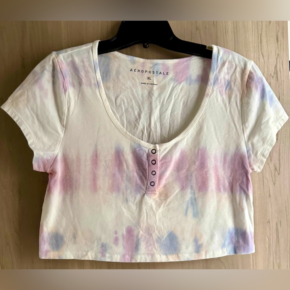 Aeropostale | Pastel Tie-Dye Cropped Shirt | Size XL
